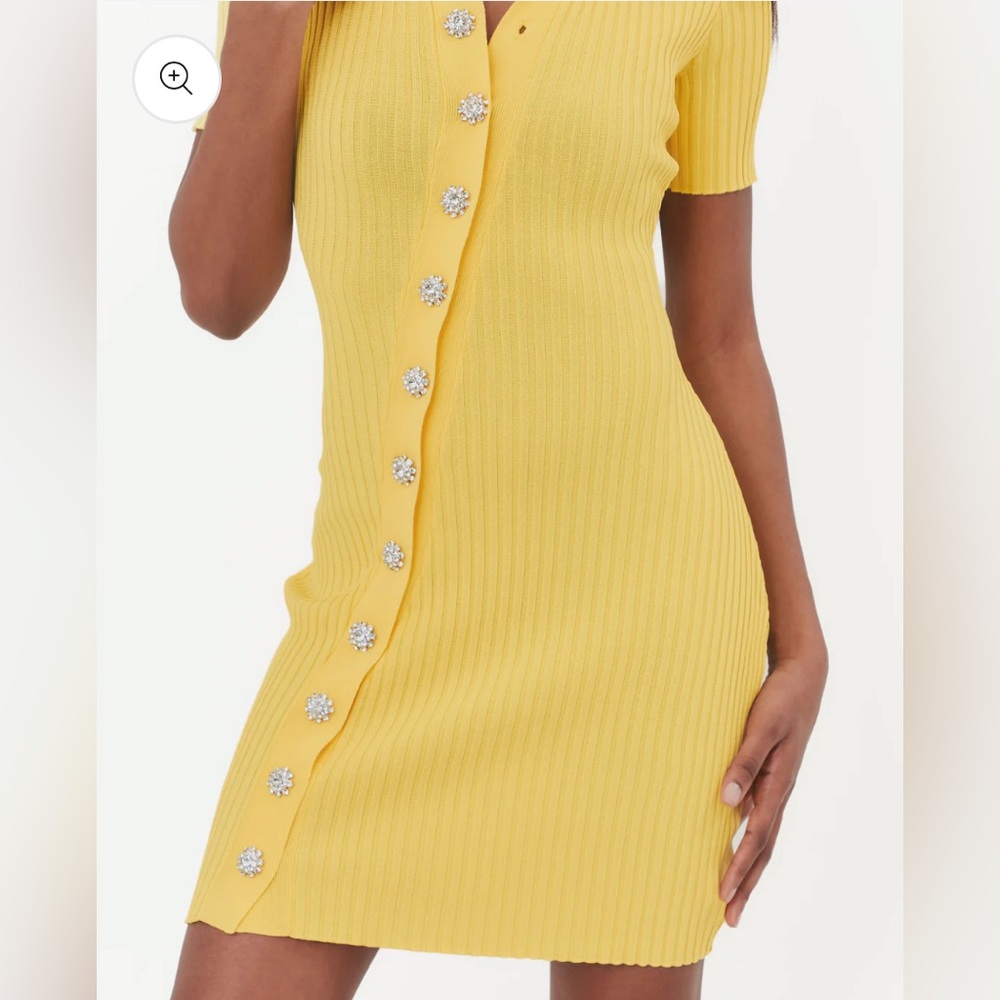 Yellow Ribbed Button-Up Dress - Picture 4 of 4